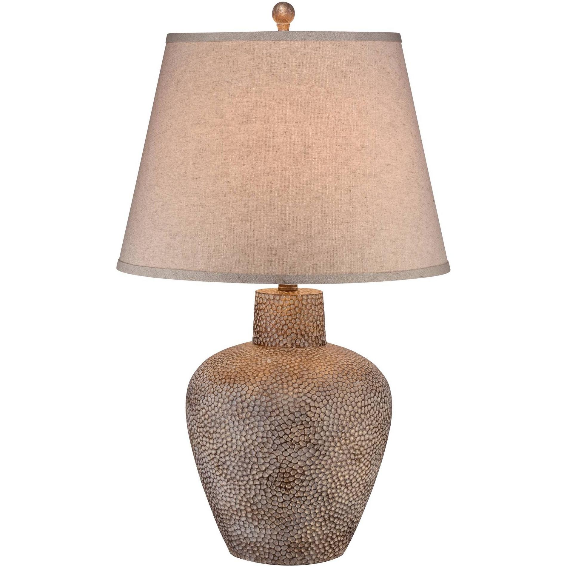 360 Lighting Bentley Rustic Farmhouse Table Lamp 29" Tall Brown Leaf Textured Hammered Pot Off White Empire Shade for Bedroom Living Room House Home