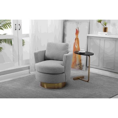 CAVINAS Teddy Swivel Barrel Accent Chair with Ring Backrest,Modern Upholstered Swivel Living Room Chairs,Reading Chairs for Living Room