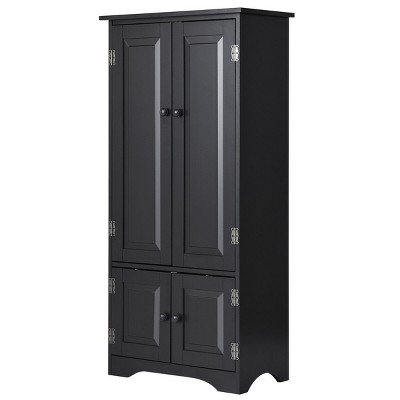 Costway Accent Storage Cabinet Adjustable Shelves Antique 2 Door Floor Cabinet Black