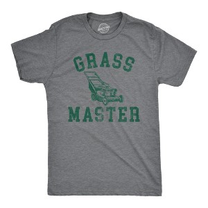 Mens Grass Master T Shirt Funny Push Lawnmower Yard Work Joke Tee For Guys - Crazy Dog Men's T Shirt - 1 of 4