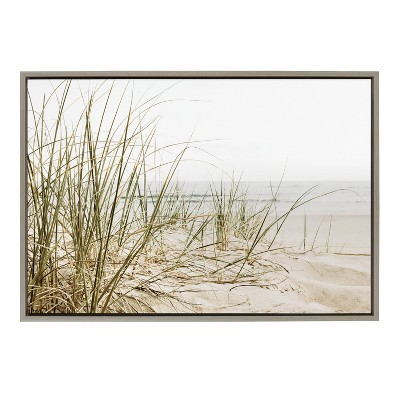Gray Coastal Beach Grass Landscape Canvas Print, 23x33