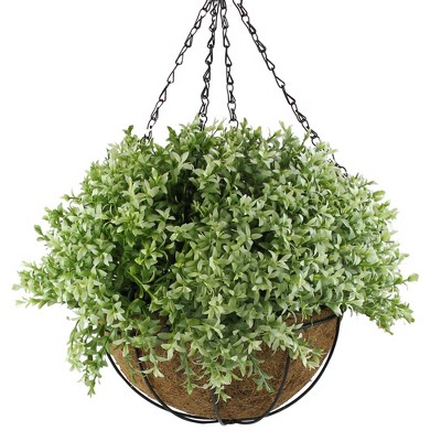 Northlight 10” Green Artificial Hanging Two-Tone Foliage Basket