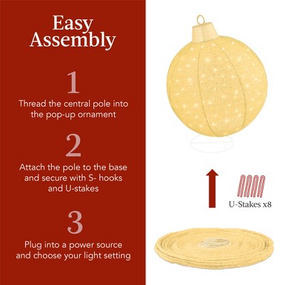 Gold and White LED Lighted Outdoor Ornament Set