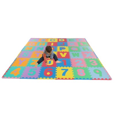 Foam Floor Alphabet Mat 96 pcs with Number Puzzle Mat by Hey! Play