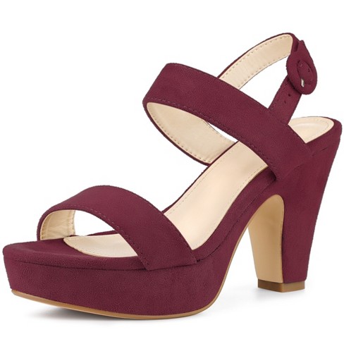 Maroon block hot sale heel sandals