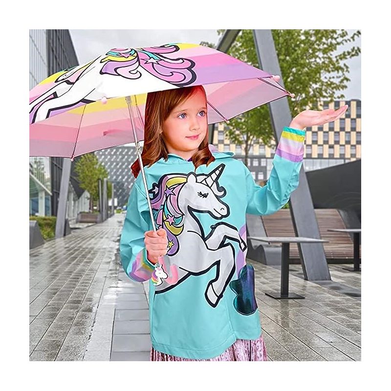 Unicorn Girls Umbrella & Rain Jacket Set - Kids Ages 3T-9 Years, 2 of 4