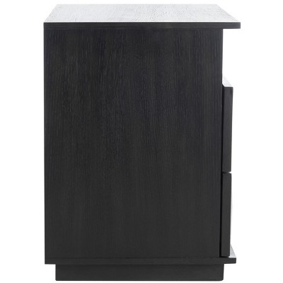 Black Geometric 2-Drawer Solid Wood Nightstand