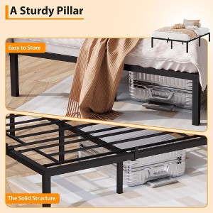 14 Inch Metal Bed Frame Platform Bed Frame No Box Spring Needed, Sturdy Heavy Duty Bed Frame, Easy Assembly, Under Bed Storage - Black - 1 of 4