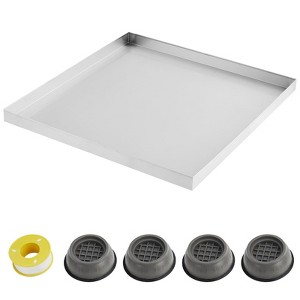 Washing Machine Pan, Heavy Duty 304 Stainless Steel Washing Machine Tray with 4 Pcs Anti-Vibration Washing Machine Feet, Washer Pan - 1 of 4