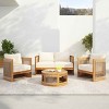 4 PCS Patio Seating Set, Curved Tub Design Chairs and Loveseat with Woven Rope Accents, Acacia Wood Chairs with Polyester Cushion-Coolbibila - 3 of 4