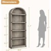 Bookcase 5 Shelf Arched Bookshelf 71.7inch, Bookcase Farmhouse Display Storage Rack, Wooden Bookshelves for Home Office, Living Room - 2 of 4