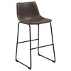 Armless Bar Stools with Two-Tone Leatherette, Supportive Backrest and Foot Pedestal, Ideal for Dining Areas (Set of 2) - 3 of 4