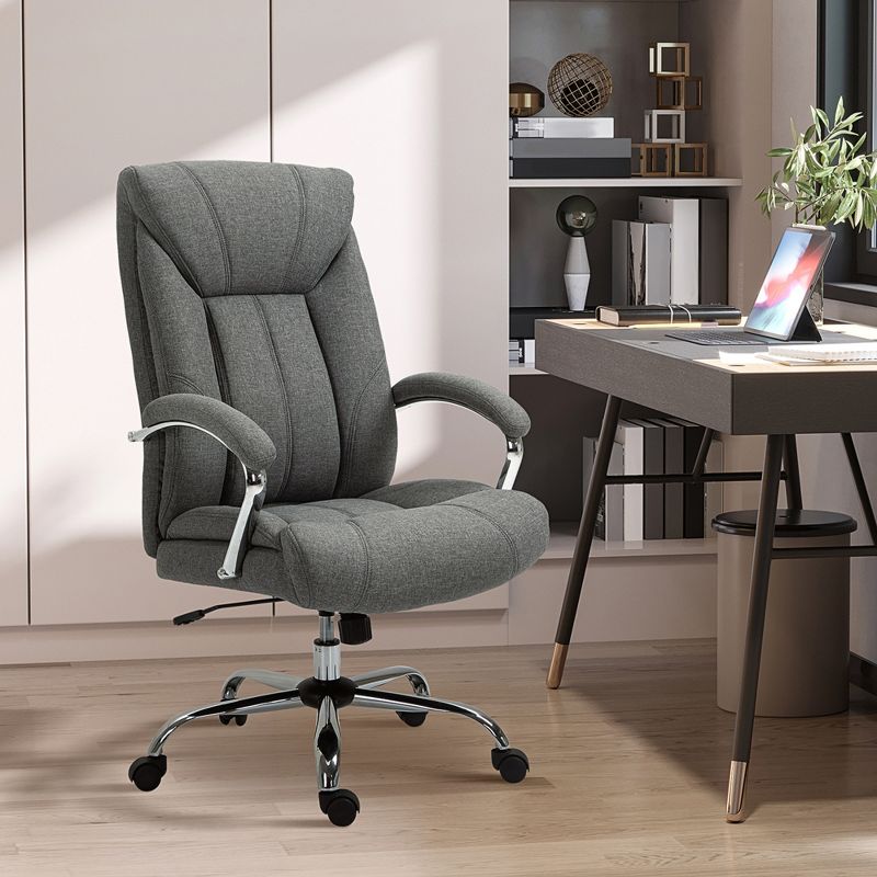 Vinsetto High Back Home Office Chair, Computer Desk Chair with Lumbar Back Support and Adjustable Height, gray, 3 of 8