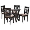 Baxton Studio Elise Modern Sand Fabric and Dark Brown Finished Wood 5-Piece Dining Set - 2 of 4