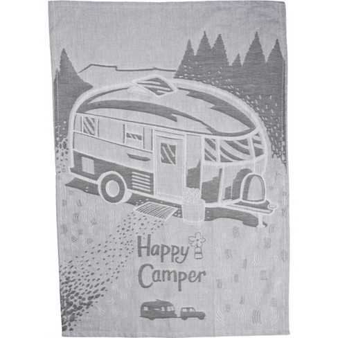 Happy Camper Dish Towel - White Or Gray