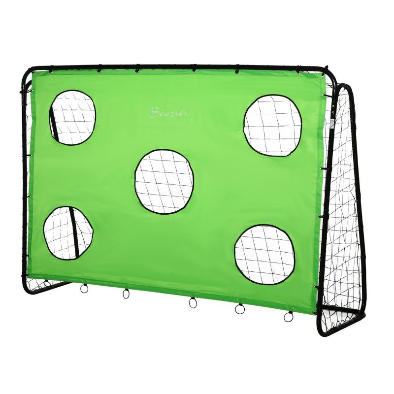 Soozier 8 x 3ft Soccer Goal Target Goal 2 in 1 Design Indoor Outdoor Backyard with All Weather Polyester Net Best Gift, 1 of 9