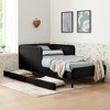 Vynxaria Twin Size Upholstered Platform Bed Frame with 2 Storage Drawers, Adjustable Velvet Sofa Bed, Black - 3 of 4