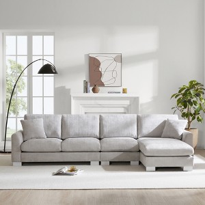 Whisen Modern Oversized Sectional Sofa, L-shaped Luxury Couch Set with Chaise and 2 Pillows - 1 of 4