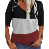 Imily Bela Women's Fashion V-Neck T-Shirt with Short Sleeves and Color-Block Basic Top - 3 of 4