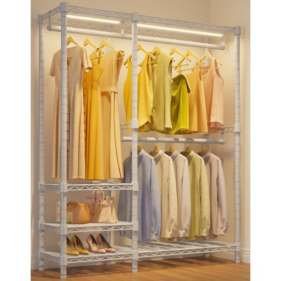 VIPEK V2L Garment Rack with Dimmable LED Lights,3000K Warm White, Portable Closet Wardrobe Freestanding Metal Clothing Rack for Hanging Clothes