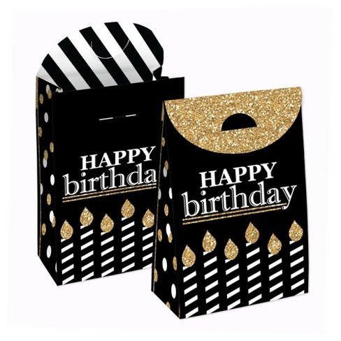 Big Dot Of Happiness Adult Happy Birthday - Gold - Birthday Gift Favor Bags  - Party Goodie Boxes - Set Of 12 : Target