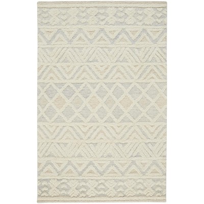 Anica Traditional Geometric Ivory/Blue/Tan Area Rug