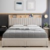Full Size Bed Frame with Drawer, Upholstered Platform Bed Frame with Storage Headboard and Charging Station - 3 of 4