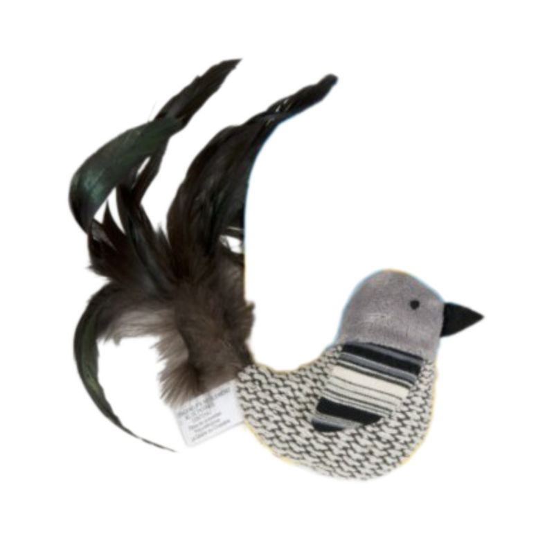 JW Pet Cataction Catnip Black And White Bird Cat Toy With Feather Tail, 3 of 4