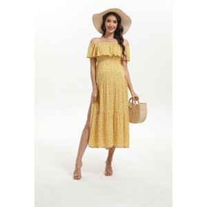 Maternity Dress Women's Off Shoulder Split A Line Casual Maxi Dress Photography Dress - 1 of 1