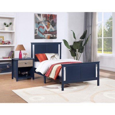PAGED Twin Size Toddler Bed Wooden Baby Bed Frame with Reversible Panel, Headboard and Footboard for Bedroom