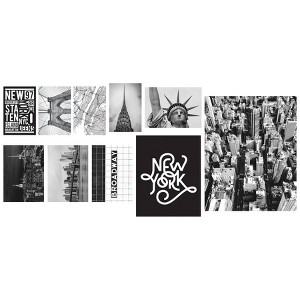 New York City Gallery Poster Kit Giant Peel and Stick Wall Decal Black/White/Gray - RoomMates - 1 of 4