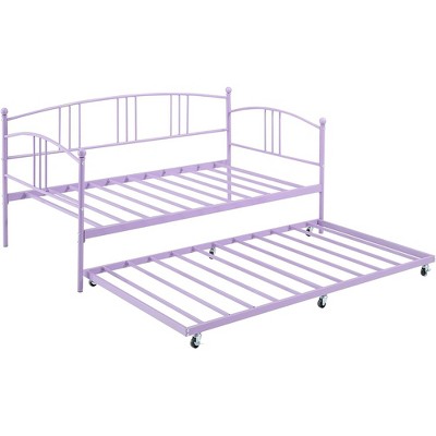Twin Daybed with Trundle, Twin Size Daybed Frame, Steel Slat Support Guest Sofa Bed