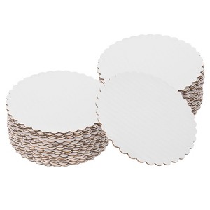 Unique Bargains Disposable Greaseproof Cardboard Scalloped Cake Platters 50 Pcs - 1 of 4