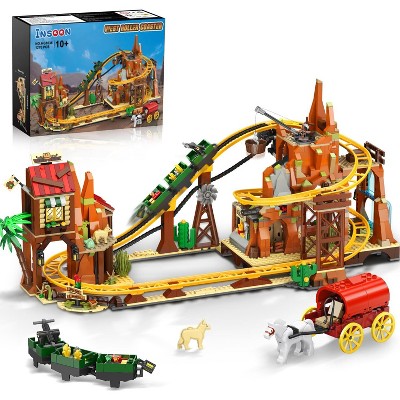 INSOON 1270PCS Western Roller Coaster Building Set Mining Coaster Model Playset Gift for Adults Teens Kids  Aged 10+