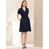 Allegra K Women's Notched Lapel Elastic Waist Pocket A-Line Safari Shirt Dresses - 3 of 4
