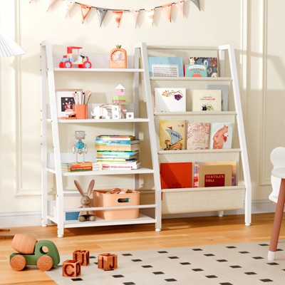 GlasFlength Decorative Bookshelf Creative and Unique Styling, Multifunctional Storage with Open Display Bookshelves, White, 33.9"*11.8"*30.9"