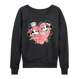 Women's - Disney - Mickey & Friends Lightweight French Terry Wide Neck Long Sleeve Shirt - 1 of 4