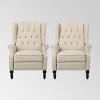 Set of 2 Walter Contemporary Tufted Fabric Press-Back Recliners Beige - Christopher Knight Home - 2 of 4