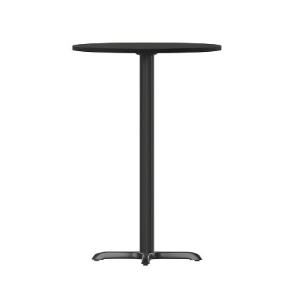 Black Round Laminate Bar Height Table with Cast Iron Base
