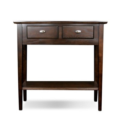 Chocolate Oak Slim Hall Console Table with Storage
