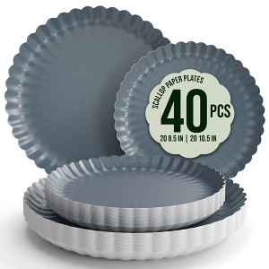 Earthtrends Floral Paper Plates Set - 8.5" & 10.5" | 40 Pcs Fancy Disposable Plates for Party | Serves 20 Guests | Large & Small Dinner Plates - 1 of 4