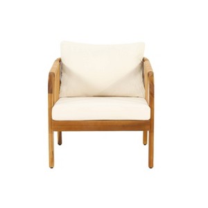 Christopher Knight Home Jabe Outdoor Acacia Wood and Wicker Club Chair with Cushions - 1 of 4