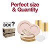 Smarty Had A Party Pink w/ Gold Blossom Rim Plastic Tableware Set - 60 Sets - 3 of 4