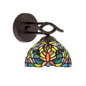 Toltec Lighting Revo 1 - Light Sconce in  Dark Granite with 7'' Kaleidoscope Art Glass Shade - 1 of 1