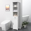 Kleankin Tall Bathroom Storage Cabinet With 3 Tier Shelf, Cupboard ...