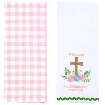The Lakeside Collection Embroidered Kitchen Towels Religious Set of 2