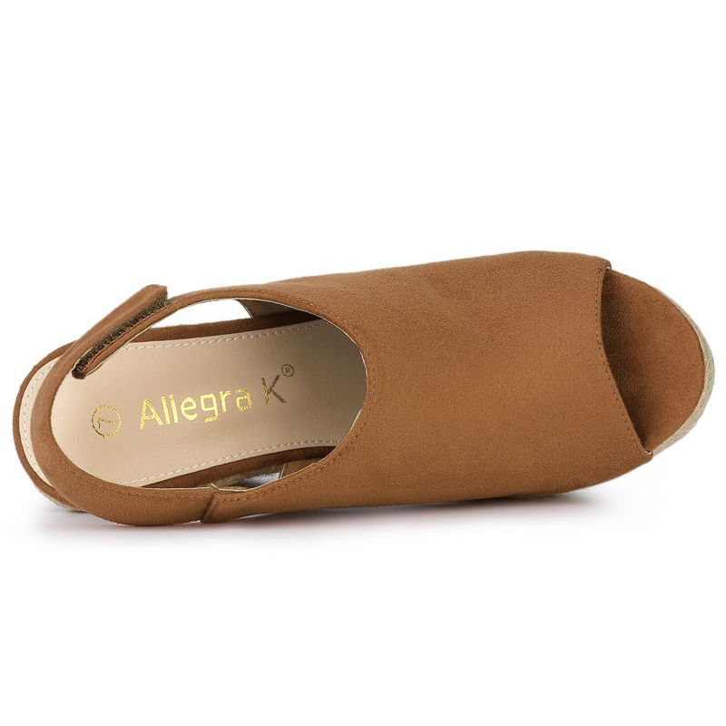 Allegra K Women's Espadrille Platform Heeled Wedges Sandals, 4 of 8