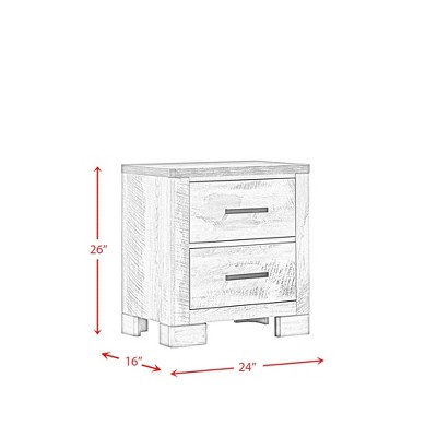 Adam Rustic Gray 2-Drawer Rubberwood Nightstand