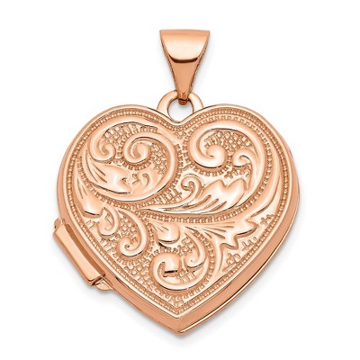 Black Bow Jewelry 14k Rose Gold 18mm Love You Always Scroll Heart Locket