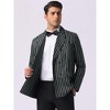 INSPIRE CHIC Men's Peak Lapel Double-Breasted Business Stripe Blazers - 2 of 4